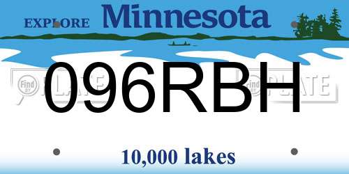 096RBH Minnesota License Plate