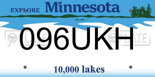 096UKH Minnesota License Plate