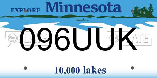 096UUK Minnesota License Plate