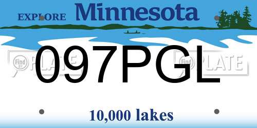097PGL Minnesota License Plate
