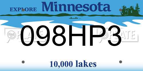 098HP3 Minnesota License Plate
