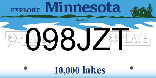 098JZT Minnesota License Plate