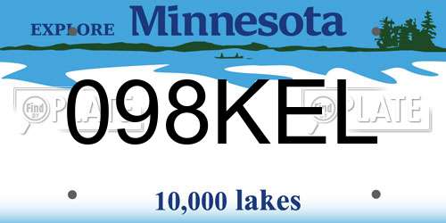098KEL Minnesota License Plate