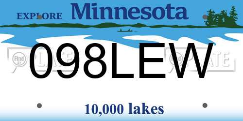 098LEW Minnesota License Plate
