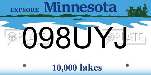 098UYJ Minnesota License Plate