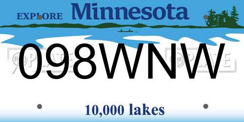 098WNW Minnesota License Plate