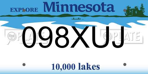 098XUJ Minnesota License Plate