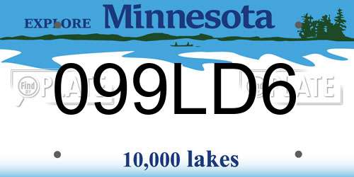 099LD6 Minnesota License Plate