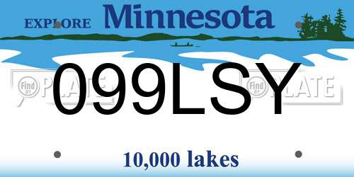 099LSY Minnesota License Plate