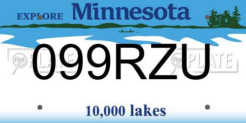099RZU Minnesota License Plate