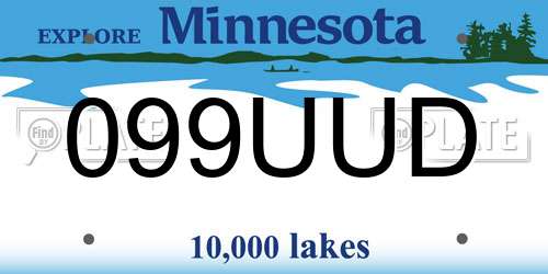 099UUD Minnesota License Plate