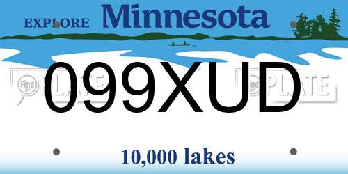 099XUD Minnesota License Plate