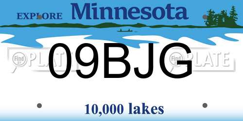 09BJG Minnesota License Plate