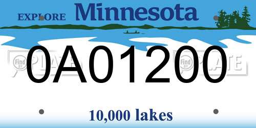 0A01200 Minnesota License Plate