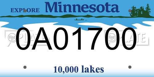 0A01700 Minnesota License Plate