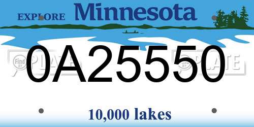 0A25550 Minnesota License Plate