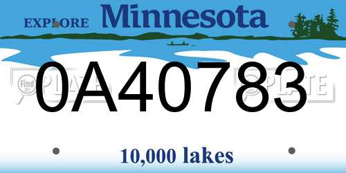 0A40783 Minnesota License Plate