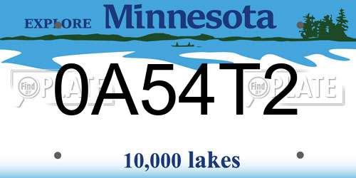 0A54T2 Minnesota License Plate