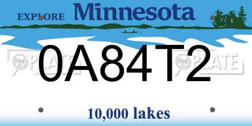 0A84T2 Minnesota License Plate