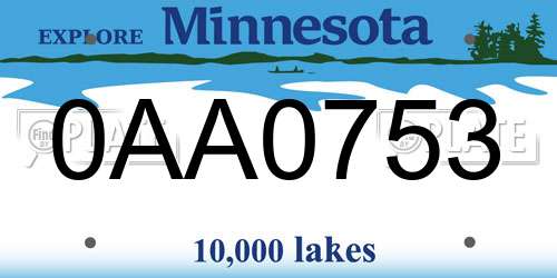 0AA0753 Minnesota License Plate