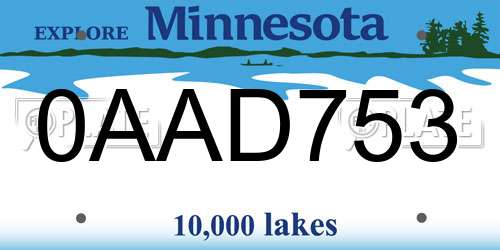 0AAD753 Minnesota License Plate
