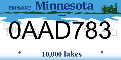 0AAD783 Minnesota License Plate