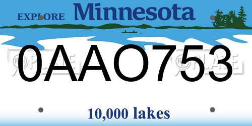 0AAO753 Minnesota License Plate