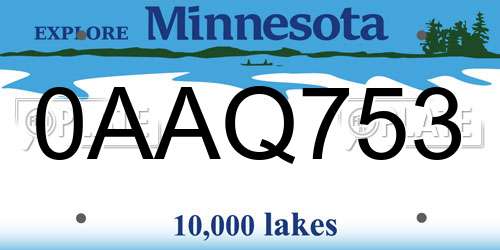 0AAQ753 Minnesota License Plate