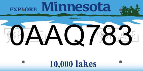 0AAQ783 Minnesota License Plate