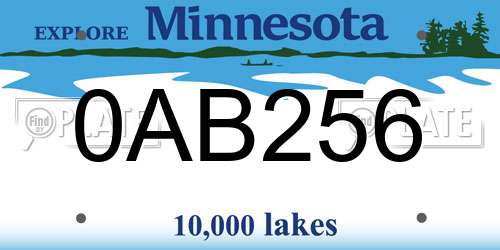 0AB256 Minnesota License Plate