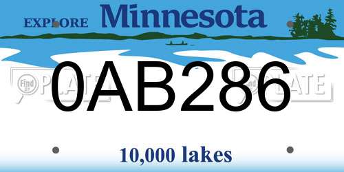0AB286 Minnesota License Plate