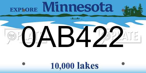 0AB422 Minnesota License Plate