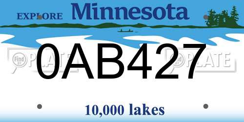 0AB427 Minnesota License Plate