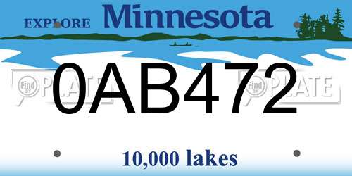 0AB472 Minnesota License Plate