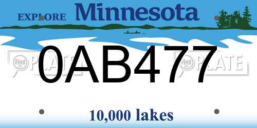 0AB477 Minnesota License Plate