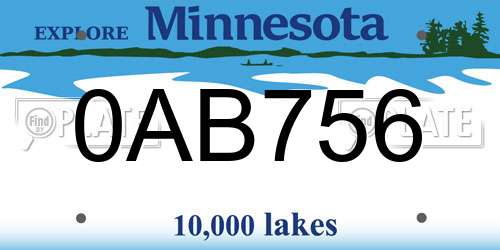 0AB756 Minnesota License Plate