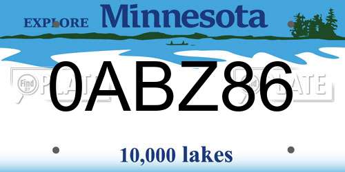0ABZ86 Minnesota License Plate