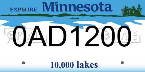 0AD1200 Minnesota License Plate