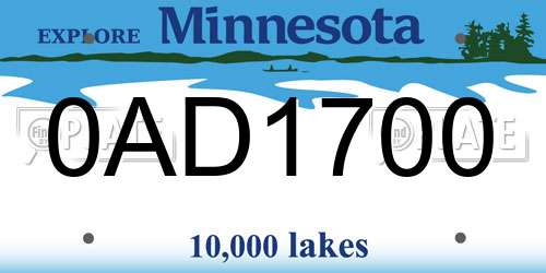 0AD1700 Minnesota License Plate