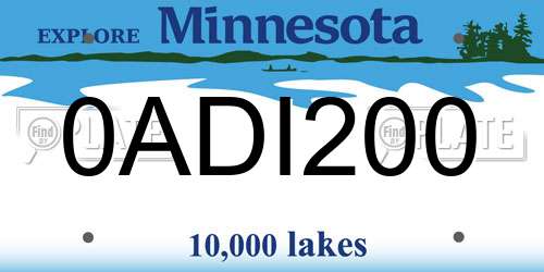 0ADI200 Minnesota License Plate