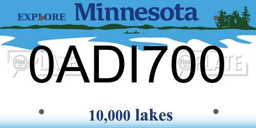 0ADI700 Minnesota License Plate