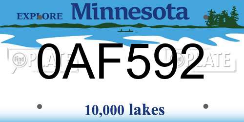 0AF592 Minnesota License Plate