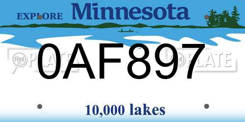 0AF897 Minnesota License Plate