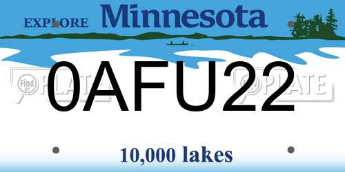0AFU22 Minnesota License Plate