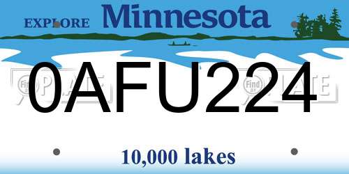 0AFU224 Minnesota License Plate