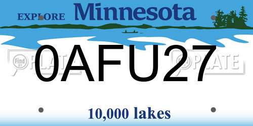 0AFU27 Minnesota License Plate