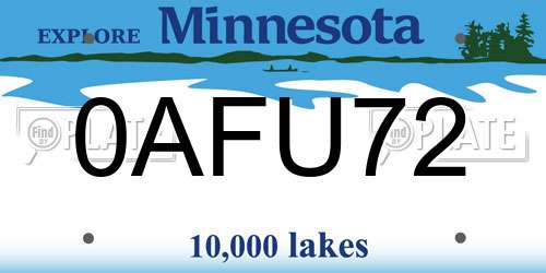 0AFU72 Minnesota License Plate