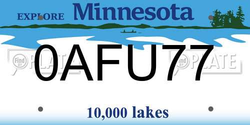 0AFU77 Minnesota License Plate