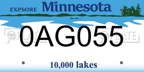 0AG055 Minnesota License Plate