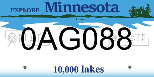 0AG088 Minnesota License Plate